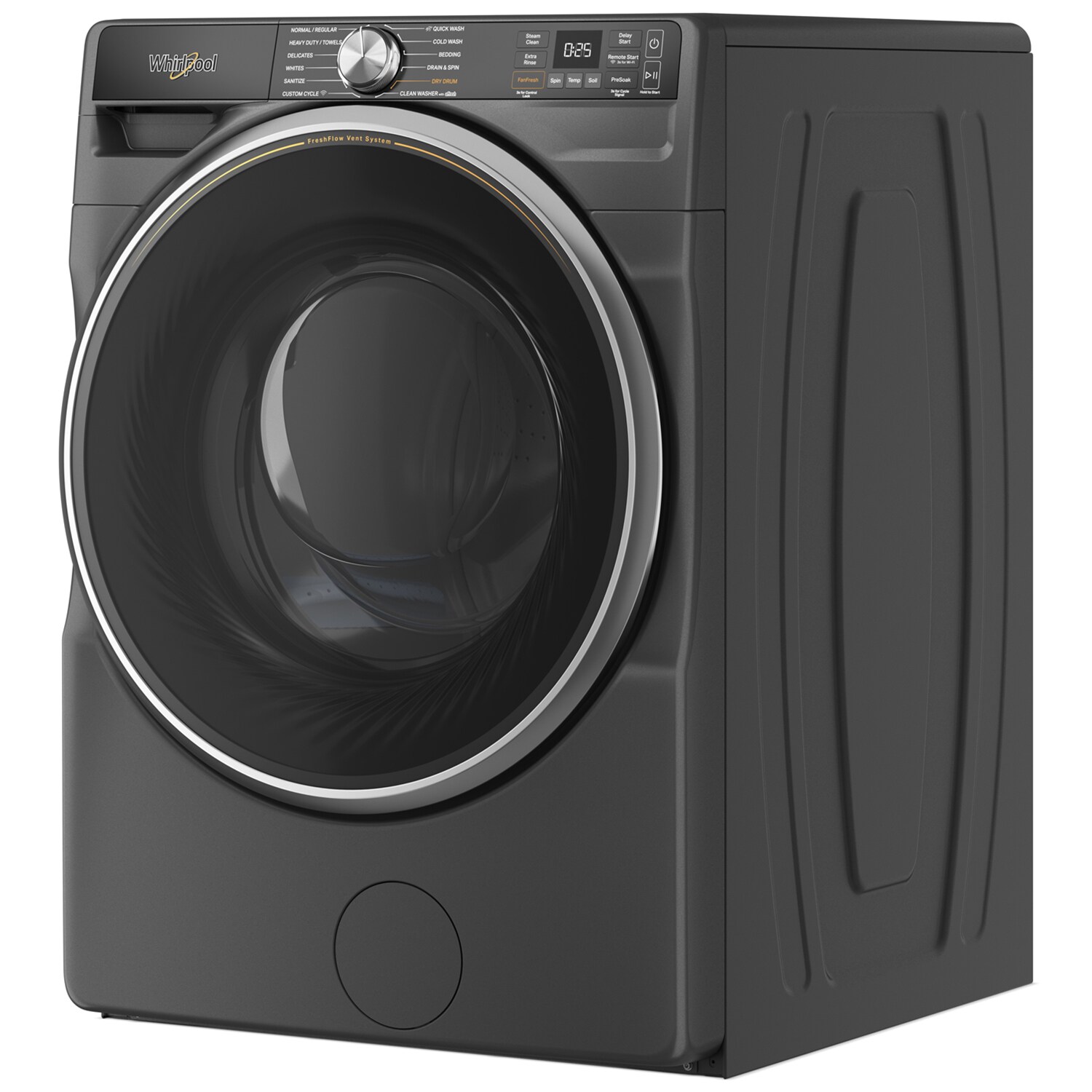 Whirlpool 27 in. 5.0 cu. ft. Smart Stackable Front Load Washer with FreshFlow Vent System, Sanitize & Steam Cycle - Volcano Black, Volcano Black, hires