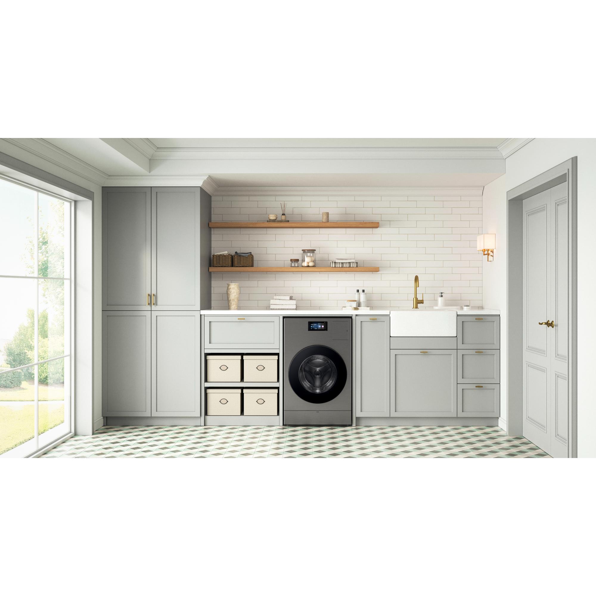 Samsung Bespoke 27 in. 5.3 cu. ft. Smart Electric Front Load AI All-in-one Combo with Sanitize and Steam Cycle - Dark Steel, Dark Steel, hires