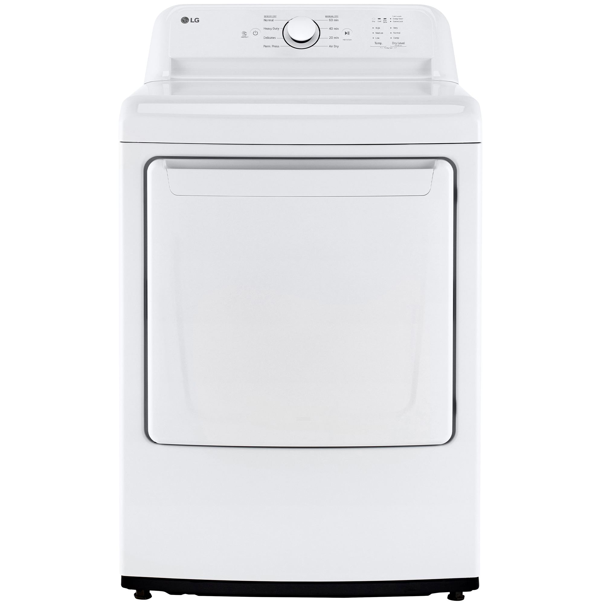 LG 27 in. 7.3 cu. ft. Electric Dryer with FlowSense Duct Clogging Indicator, LoDecibel Quiet Operation & Sensor Dry - White, White, hires