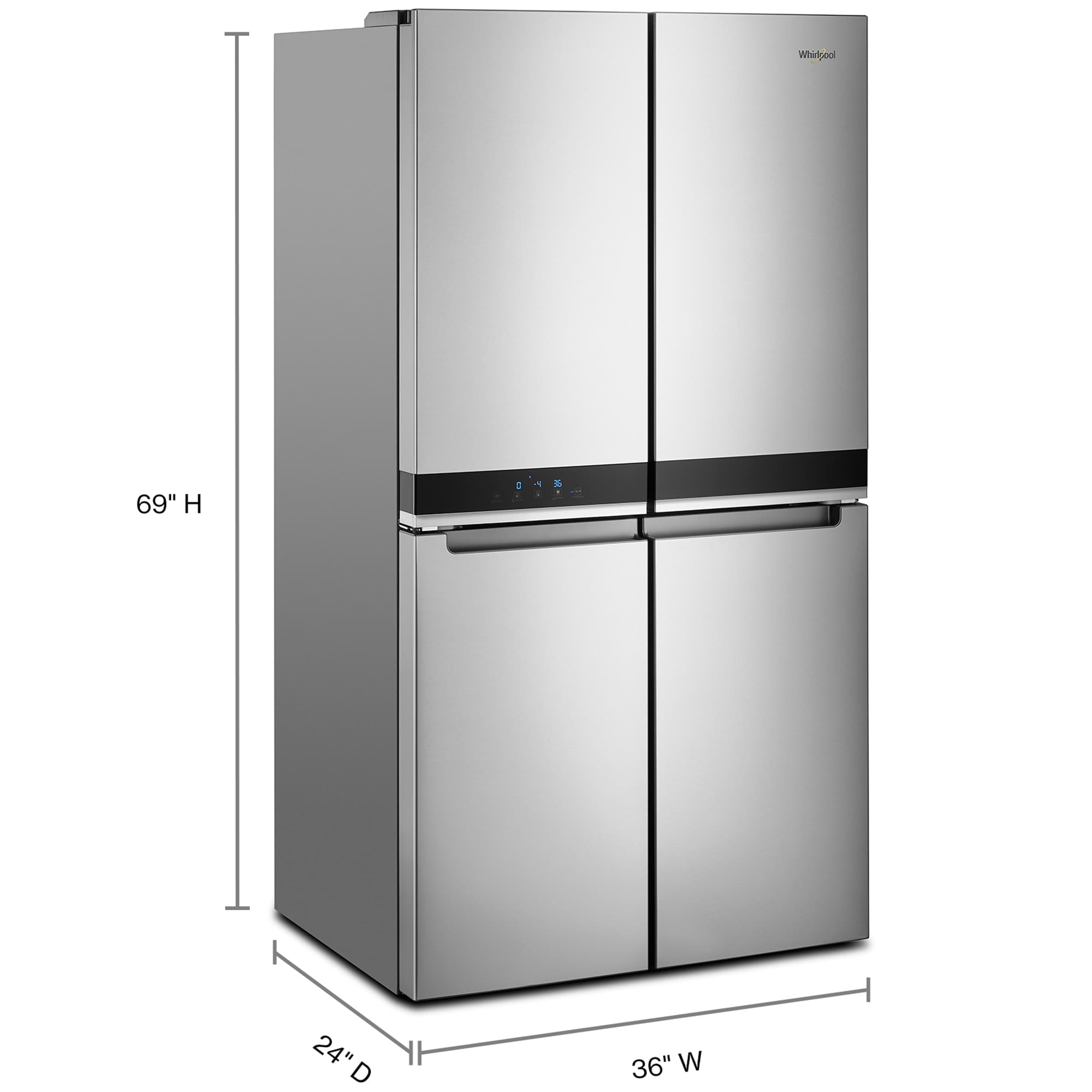 Whirlpool 36 in. 19.4 cu. ft. Counter Depth 4-Door French Door Refrigerator with Ice Maker - Fingerprint-Resistant Stainless Finish, , hires