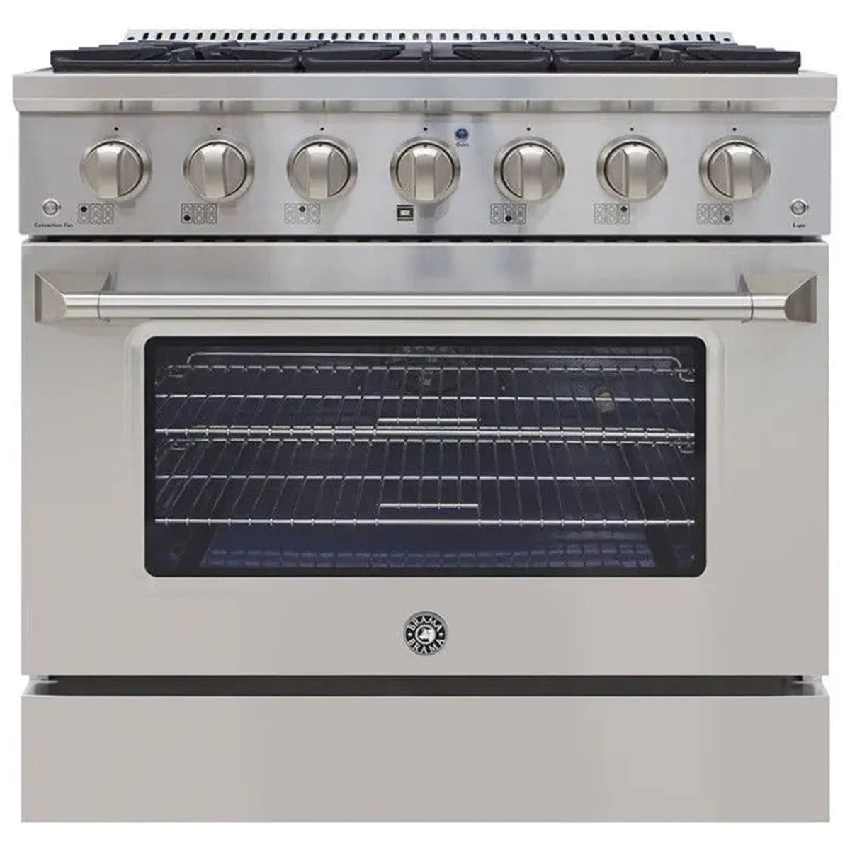 Brama 36 in. 5.2 cu. ft. Standard Convection Gas Range with 6 Sealed Burners - Stainless Steel, , hires