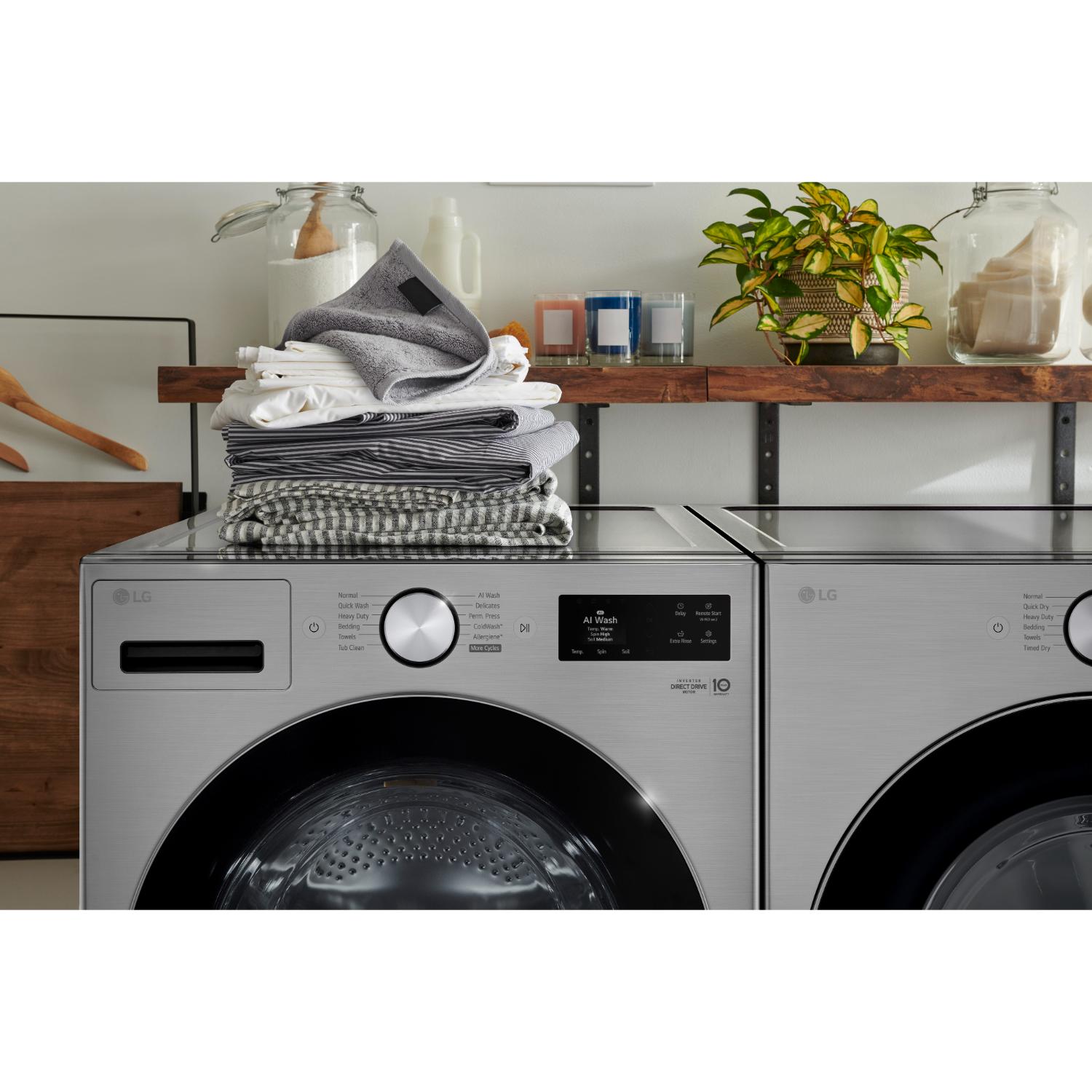 LG 27 in. 7.4 cu. ft. Smart Stackable Electric Dryer with AI Sensor Dry, TurboSteam, Sanitize & Steam Cycle - Graphite Steel, , hires