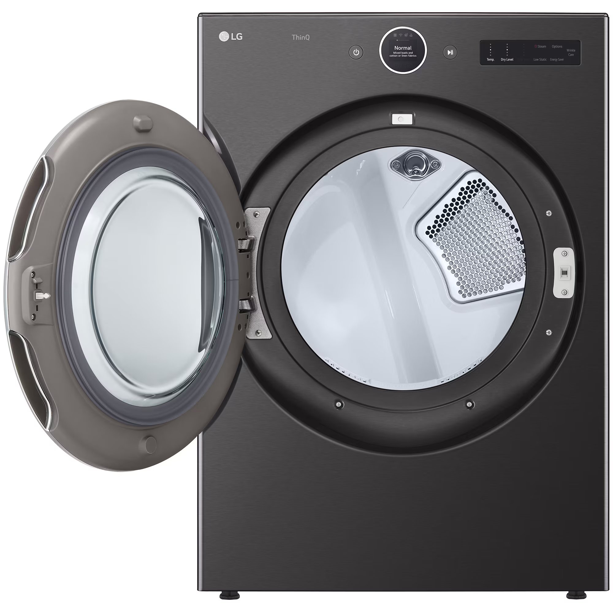 LG 27 in. 7.4 cu. ft. Electric Smart Dryer with 23 Dryer Programs, 11 Dry Options, Wrinkle Care & Sensor Dry - Black Steel, , hires