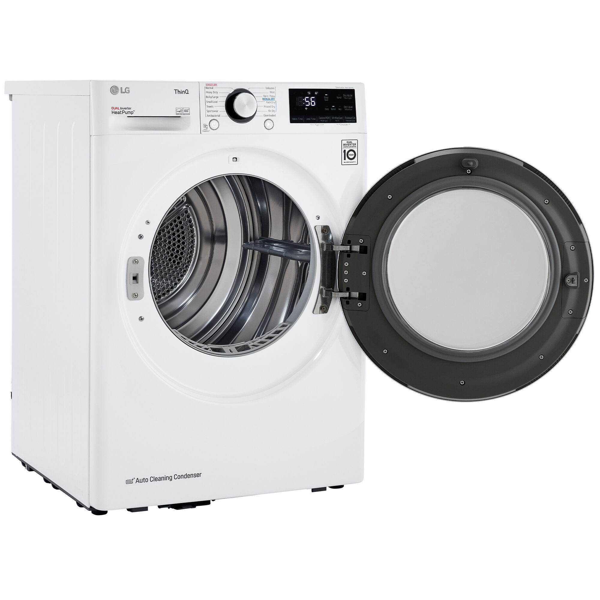 LG 24 in. 4.2 cu. ft. Smart Stackable Ventless Electric Dryer with Heat Pump, Sensor Dry & Sanitize Cycle - White, White, hires
