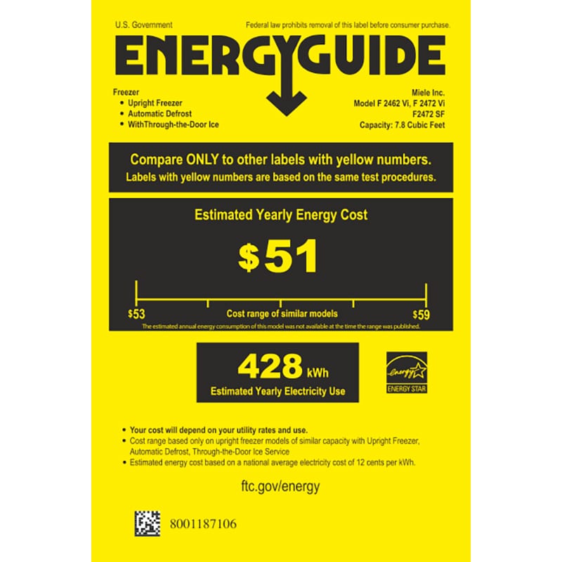 Miele MasterCool Series 18 in. 7.7 cu. ft. Built-in Smart Compact Upright Freezer with Ice-Maker & Adjustable Shelves - Custom Panel Ready, , hires