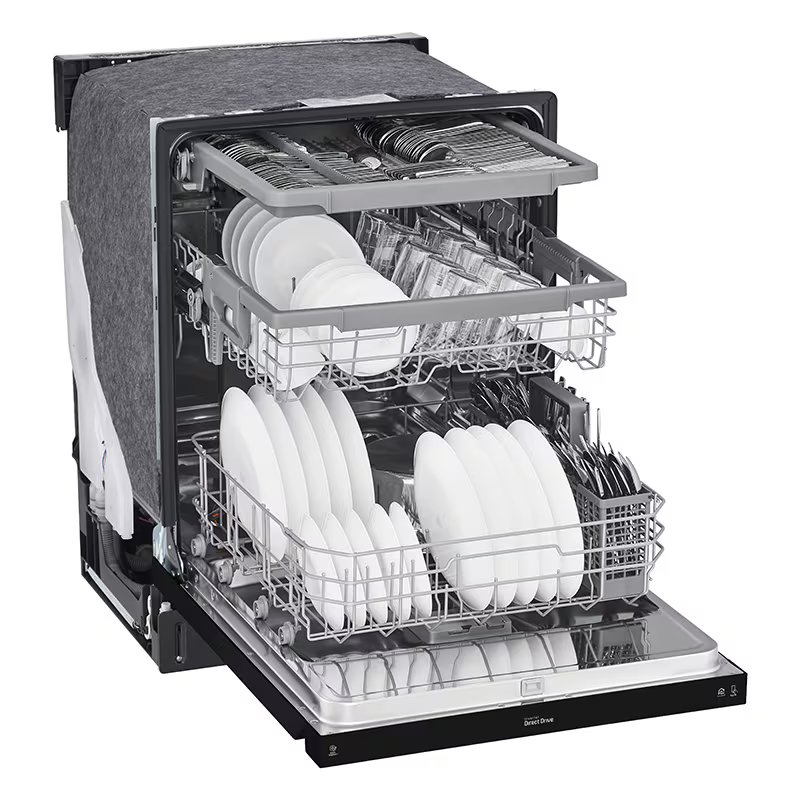 LG 24 in. Front Control Dishwasher with 48 dBa Sound Level, 3rd-Rack, Dynamic Dry & Pocket - Black, Black, hires