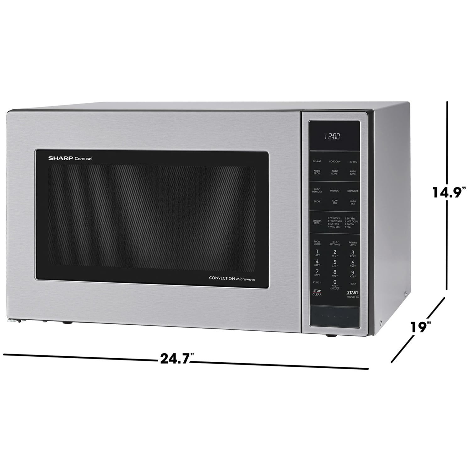 Sharp 25 in. 1.5 cu. ft. 900W Countertop Microwave with Convection & Sensor Cooking - Stainless Steel, Stainless Steel, hires