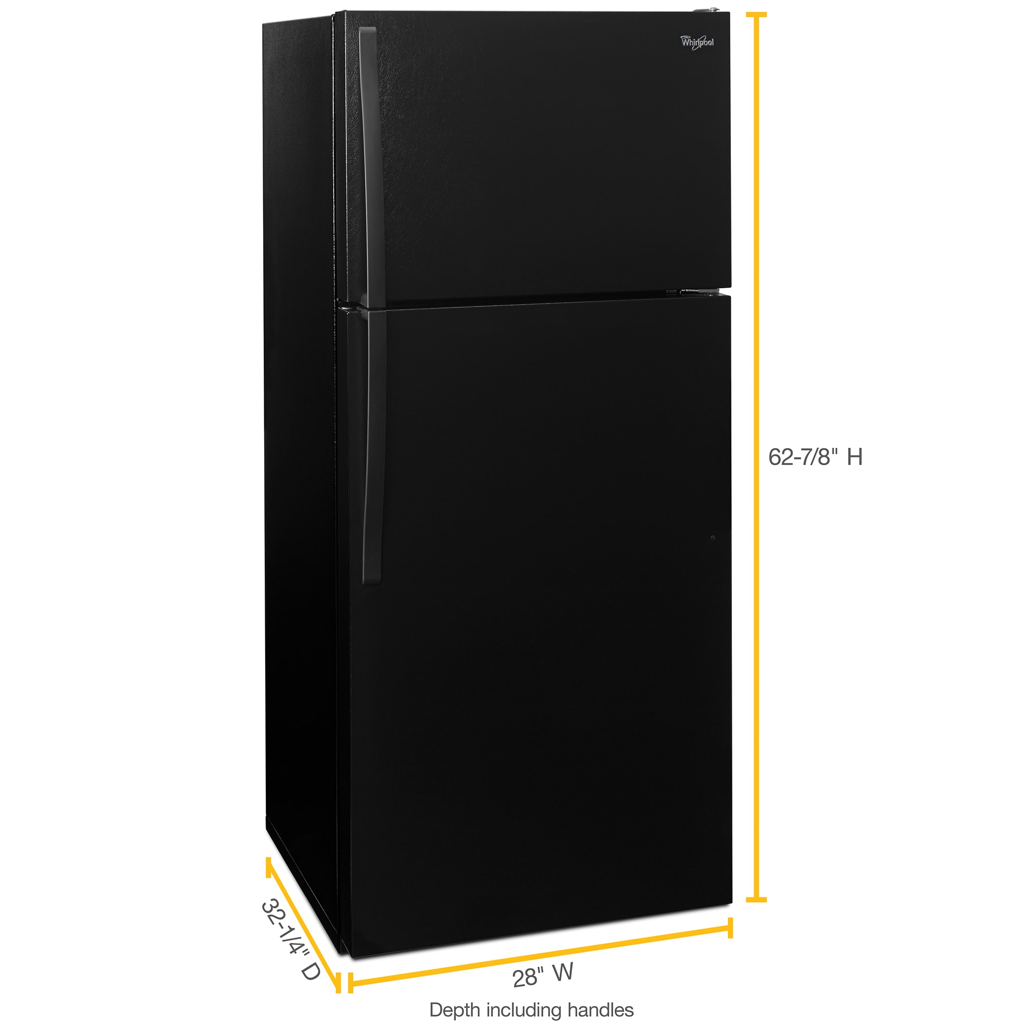 Whirlpool 28 in. 14.3 cu. ft. Top Freezer Refrigerator - Black, Black, hires