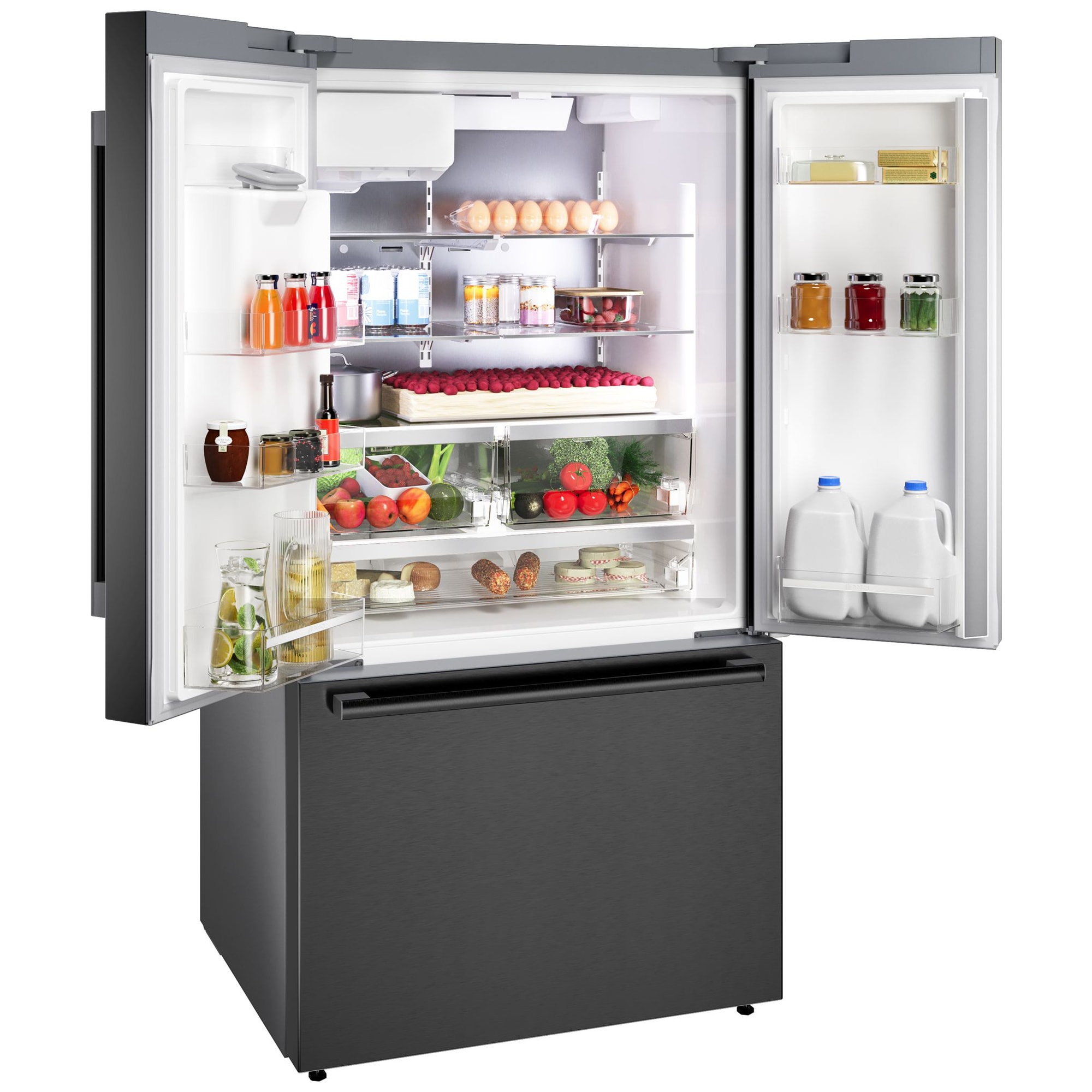Bosch 500 Series 36 in. 26 cu. ft. Smart French Door Refrigerator with Ice & Water Dispenser - Black Stainless Steel, , hires