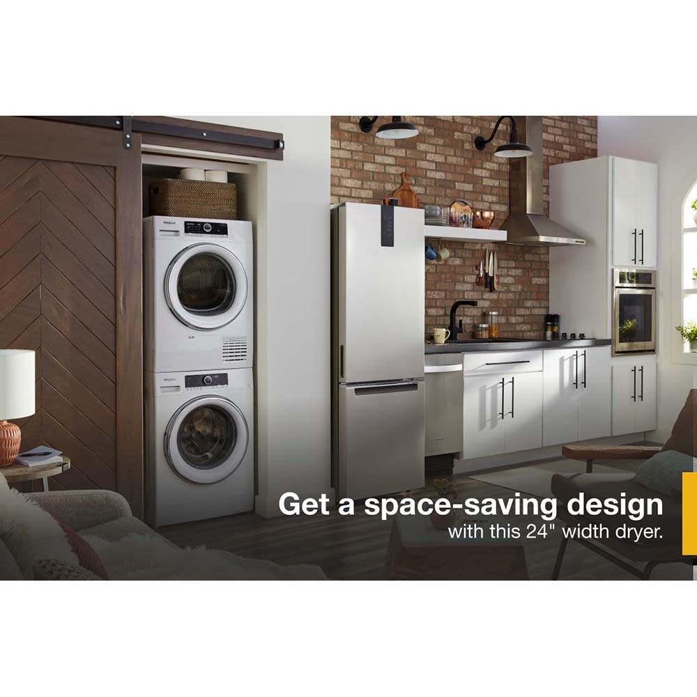 Whirlpool 24 in. 4.3 cu. ft. Ventless Electric Dryer with Delicate Cycle for Small Spaces - White, , hires