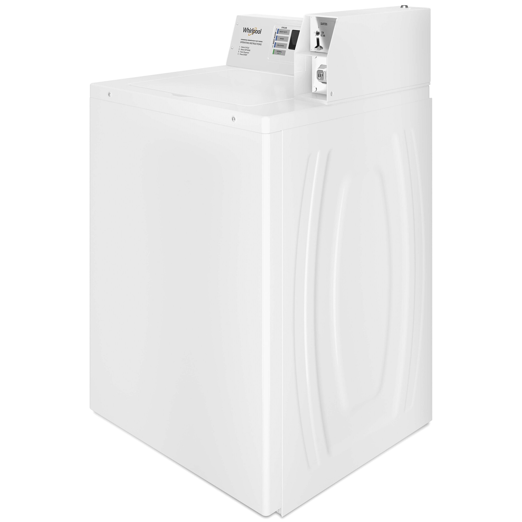 Whirlpool 27 in. 3.3 cu. ft. Smart Commercial Top Load Washer with Agitator, Factory-Installed Coin Drop & Coin Box - White, , hires