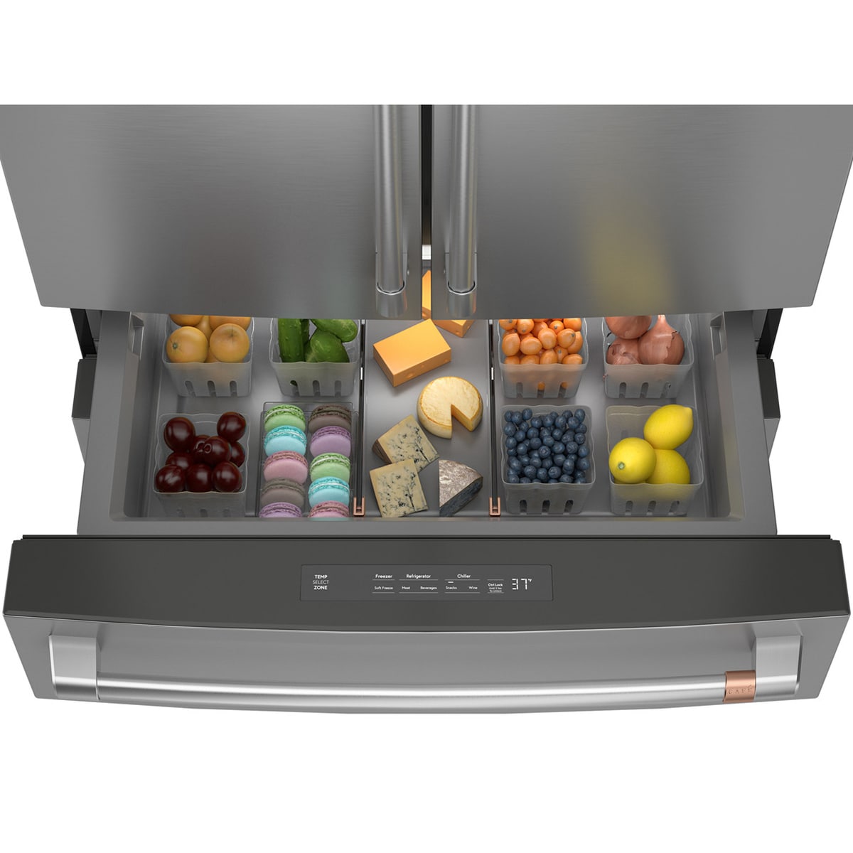 Cafe 36 in. 23.2 cu. ft. Smart Counter Depth 4-Door French Door Refrigerator with Internal Water AutoFill Pitcher - Stainless Steel, , hires