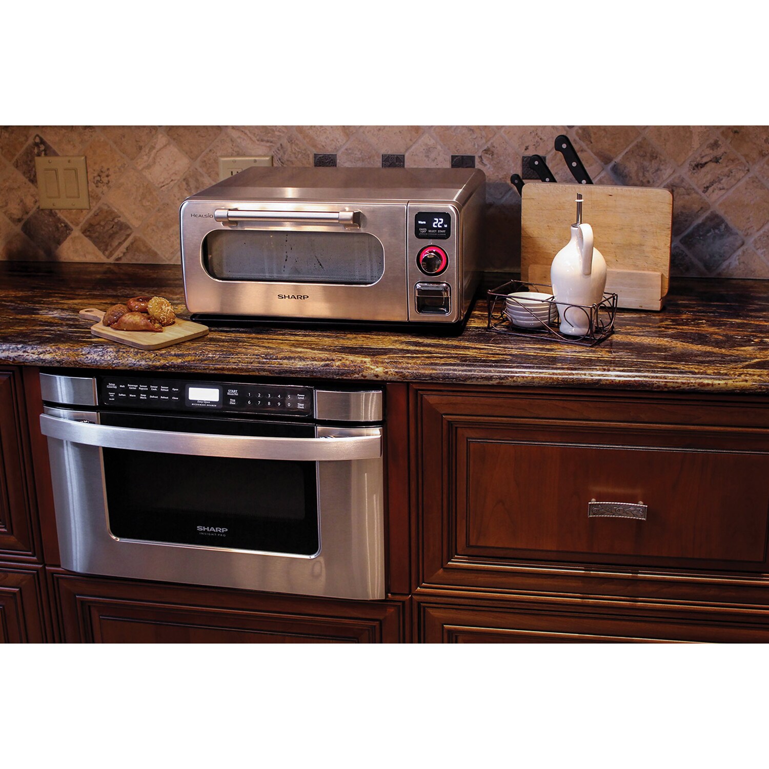 Sharp 24 in. 1.2 cu. ft. 950W Low Profile Drawer Microwave with Sensor Cooking - Stainless Steel, , hires