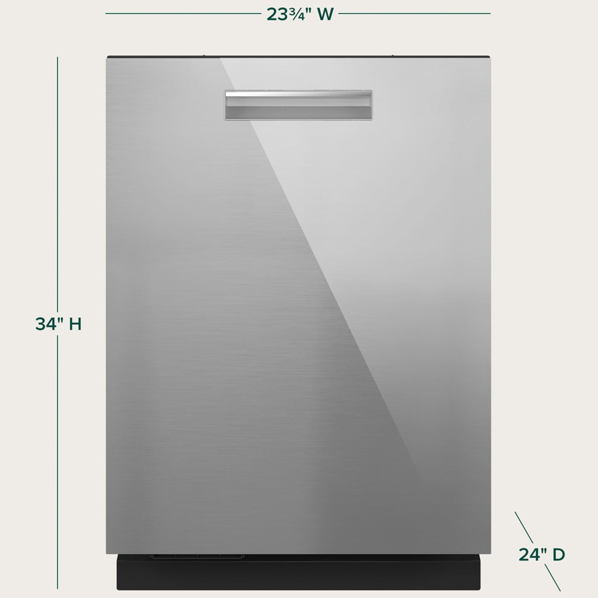 Cafe 24 in. Top Control Flush-Mount Smart Dishwasher with 39 dBa Sound Level, 3rd-Rack, Dual Convection Ultra Dry & Pocket Handle - Platinum Glass, , hires