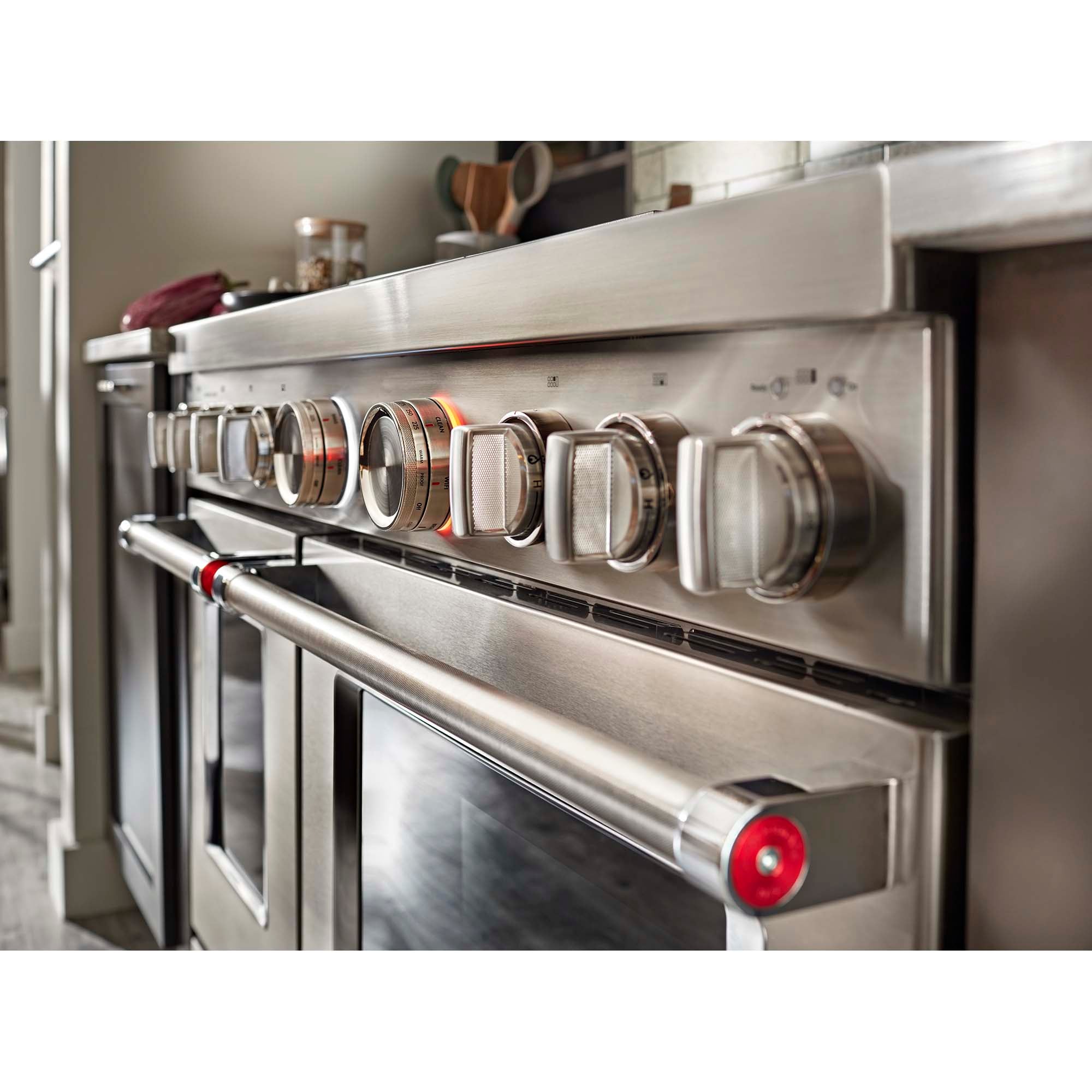 KitchenAid Commercial-Style 48 in. 6.3 cu. ft. Smart True European Convection Double Oven Dual Fuel Range with 6 Sealed Burners & Griddle - Stainless Steel, , hires