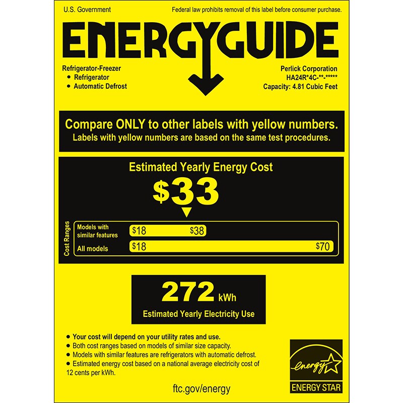 Perlick ADA Height Compliant Series 24 in. 4.8 cu. ft. Built-In Undercounter Refrigerator - Custom Panel Ready, , hires
