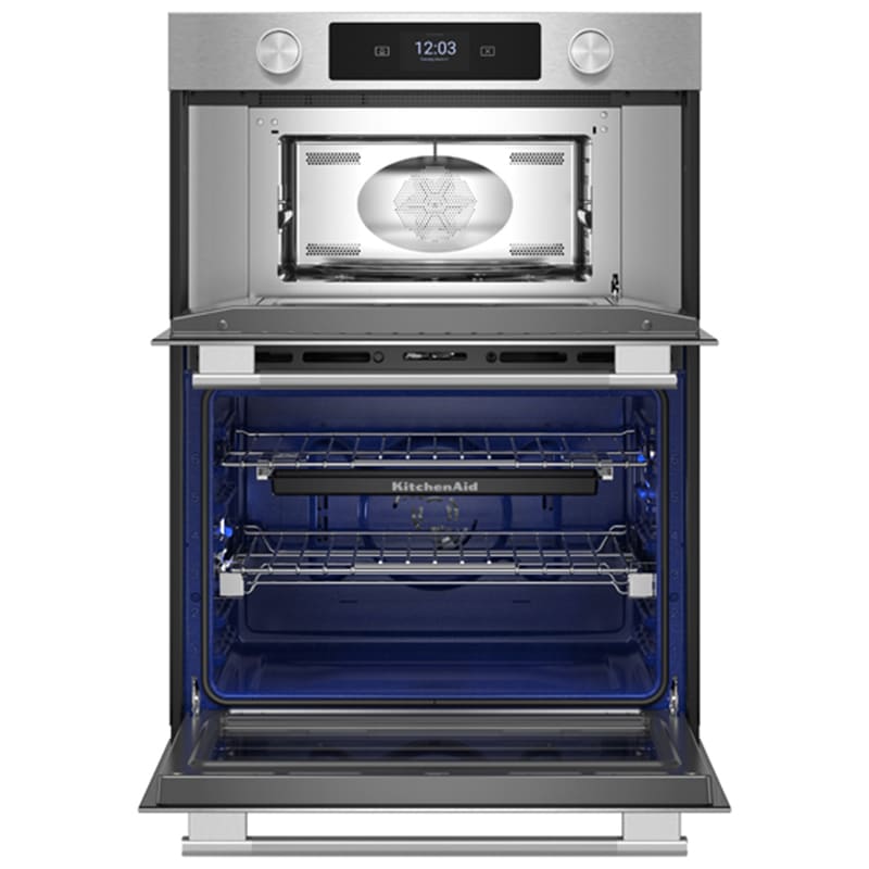 KitchenAid 27 in. 5.7 cu. ft. Smart Steam Electric Microwave/Wall Oven Combo with True European Convection & Sensor Cooking - Stainless Steel with PrintShield Finish, , hires
