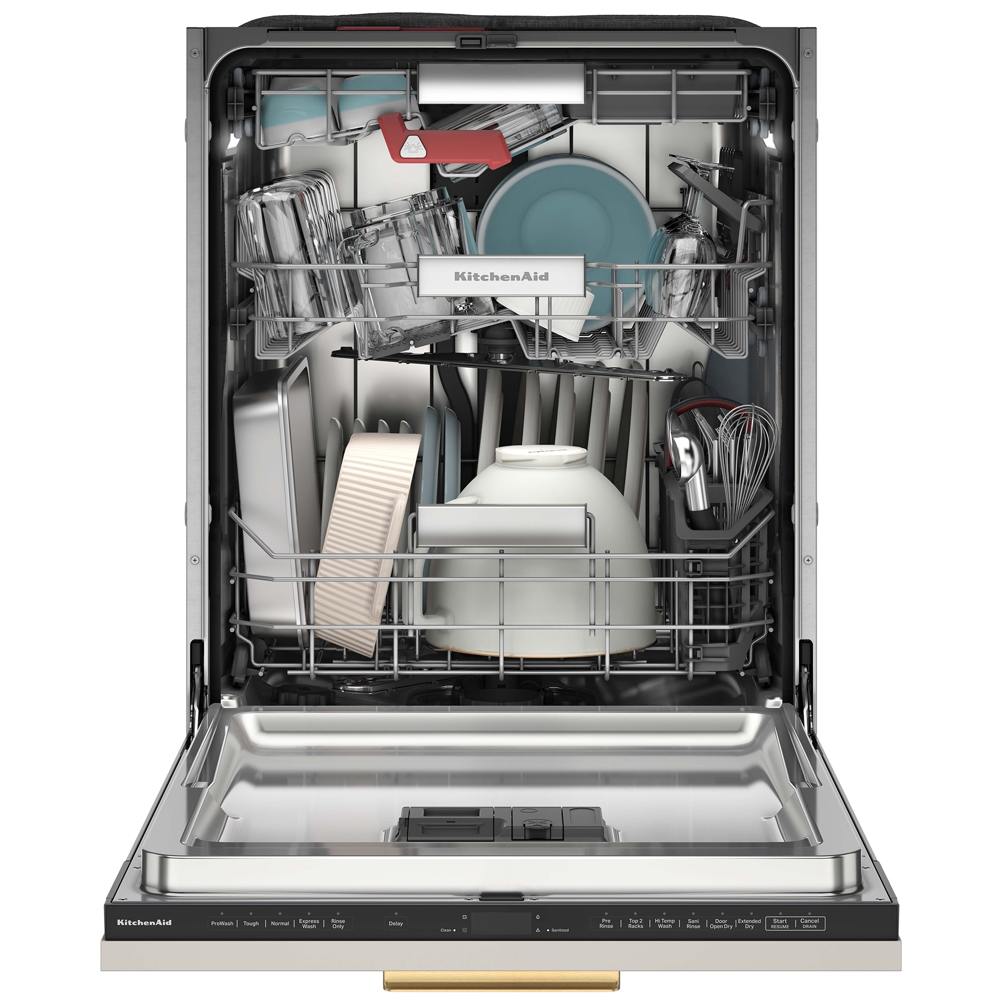 KitchenAid 24 in. Top Control Flush-Mount Dishwasher with 39 dBa Sound Level & 3rd-Rack - Custom Panel Ready, Custom Panel Required, hires