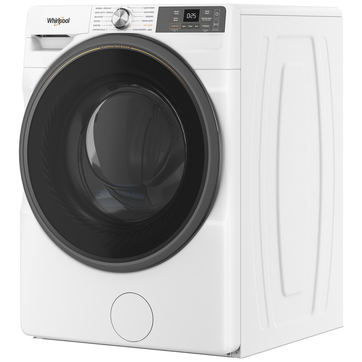 Whirlpool 27 in. 4.5 cu. ft. Smart Stackable Front Load Washer with FreshFlow Vent System, Sanitize & Steam Cycle - White, White, hires