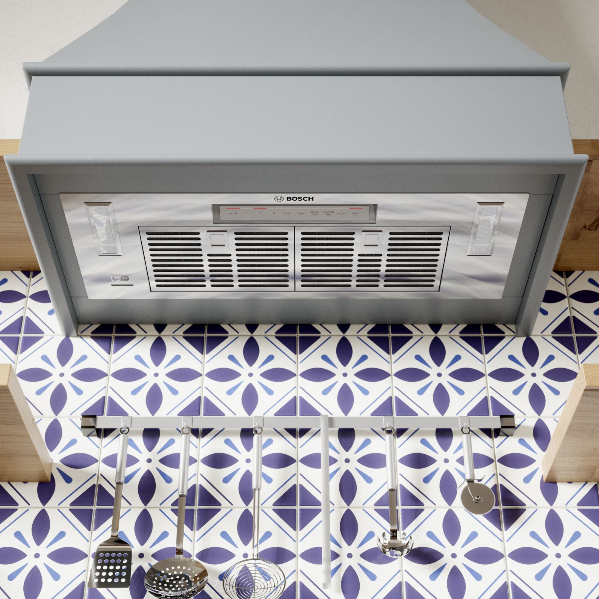 Bosch 800 Series 30 in. Smart Convertible Standard Style Range Hood with 600 CFM, 4 Fan Speeds & 2 LED Lights - Stainless Steel, , hires