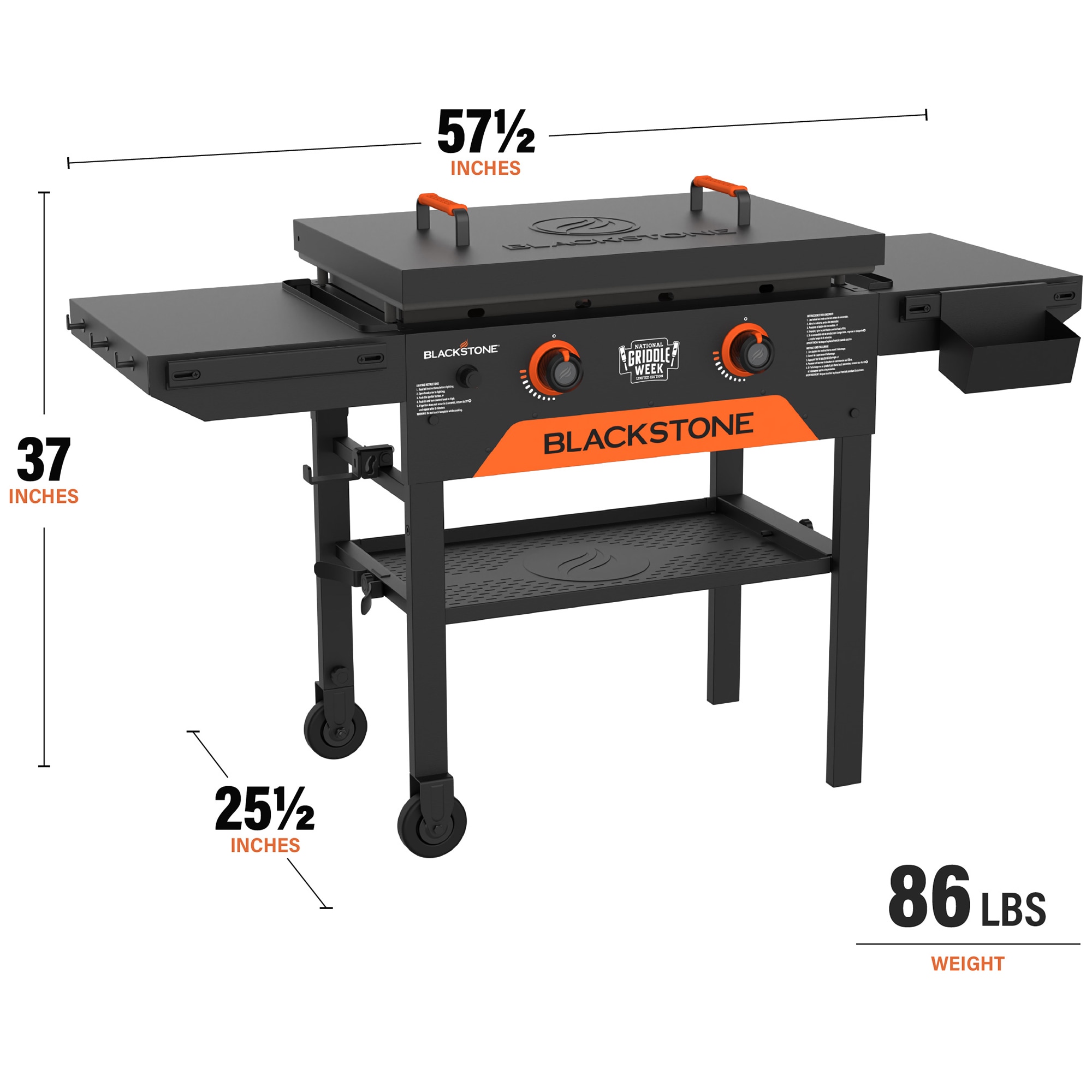Blackstone Omnivore Limited Edition 28 in. 2-Burner Liquid Propane Gas Flat Top Griddle with Side Tables and 524 sq. in. Cooking Surface - Black, , hires