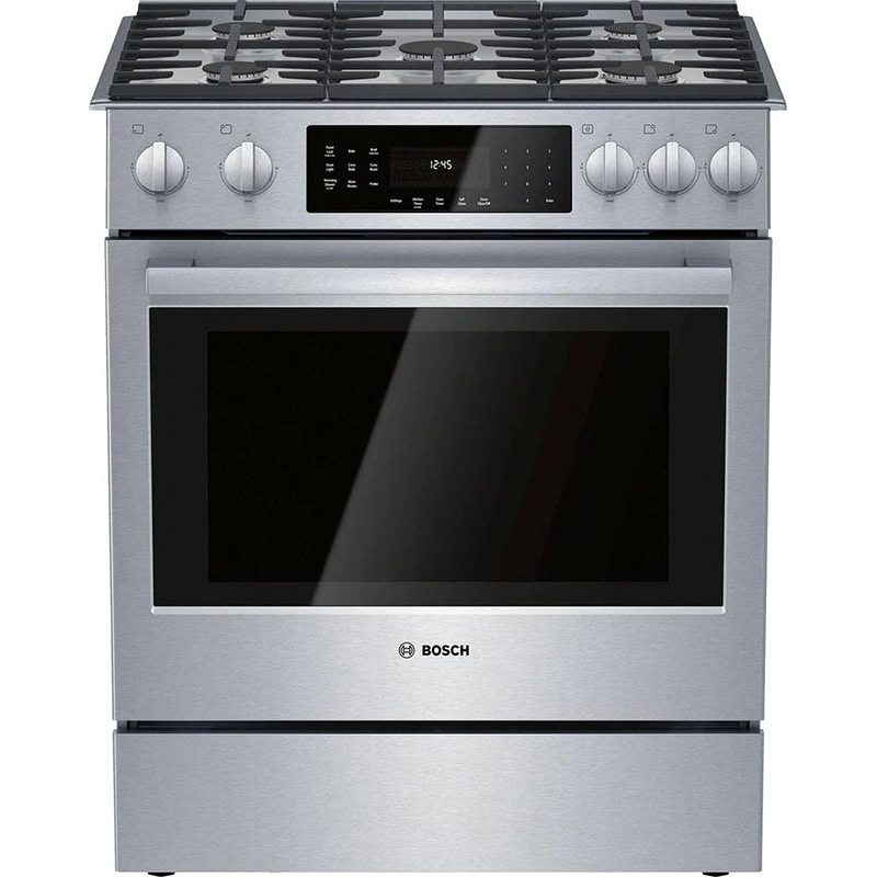 Bosch Benchmark 30 in. 4.8 cu. ft. Standard Convection Slide-In Gas Range with 5 Sealed Burners - Stainless Steel, , hires