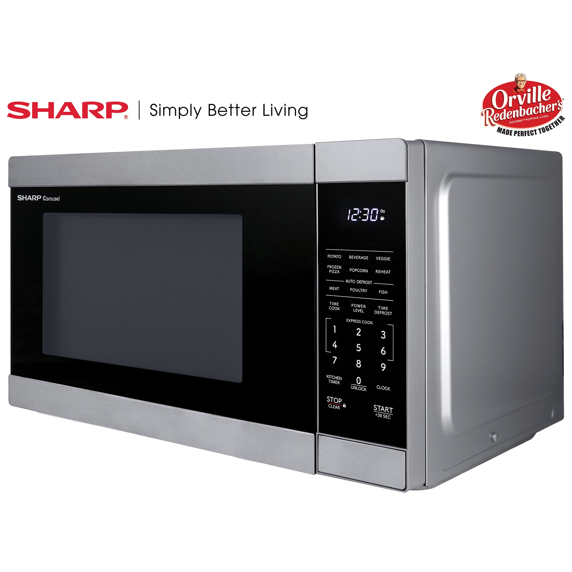 Sharp 21 in. 1.1 cu. ft. 1000W Countertop Microwave - Stainless Steel, , hires