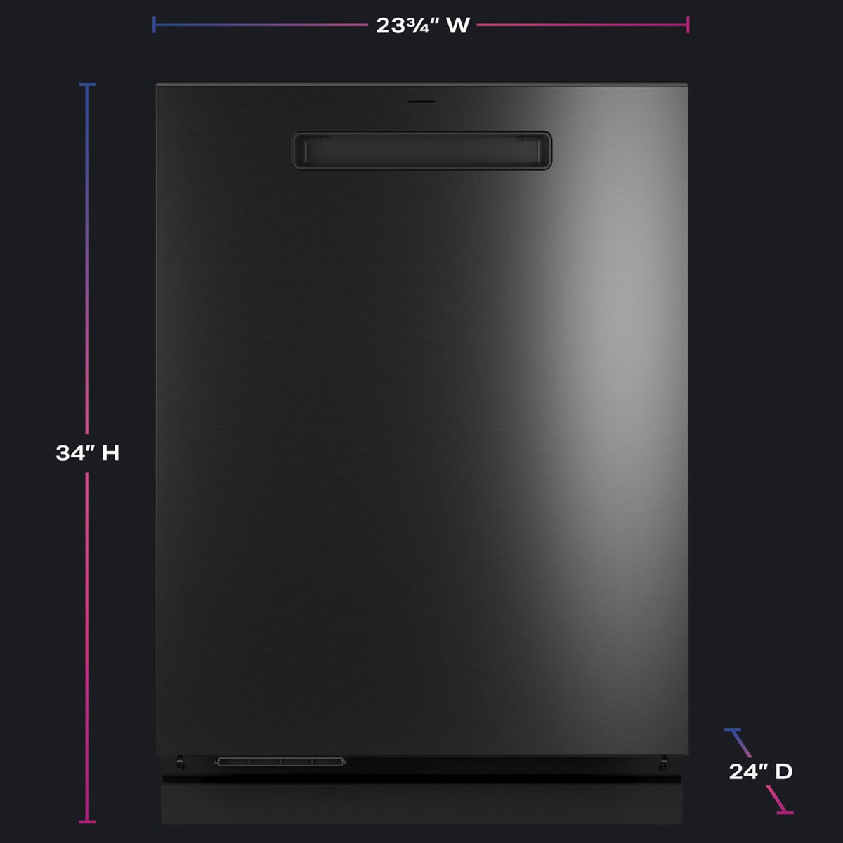 GE Profile 24 in. Top Control Flush-Mount Smart Dishwasher with 42 dBa Sound Level, 3rd-Rack, Twin Turbo Dry Boost & Pocket Handle - Fingerprint resistant Black Stainless, , hires