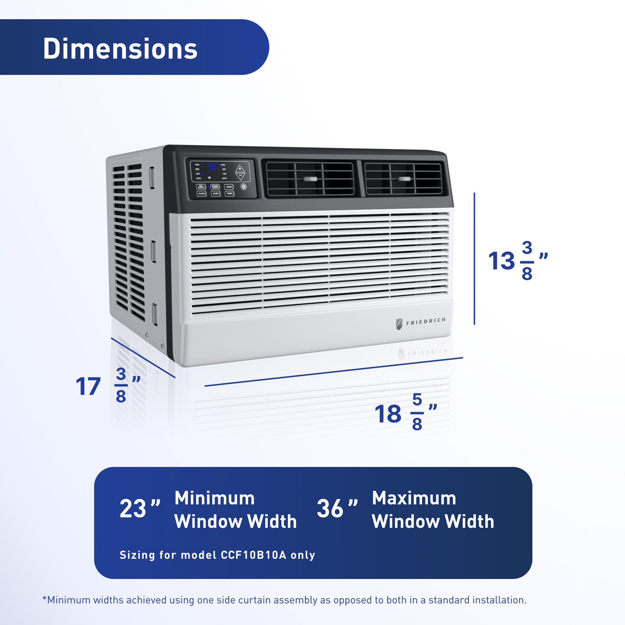 Friedrich Chill Premier Series 10,000 BTU 115V Smart Window Air Conditioner with 3 Fan Speeds, Remote Control - White, , hires