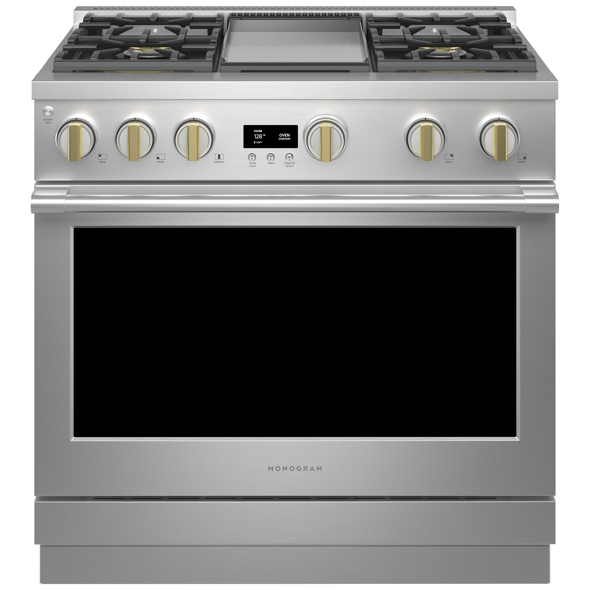 Monogram Statement Series 36 in. 6.2 cu. ft. Smart Standard Convection Gas Range with 4 Sealed Burners & Griddle - Stainless Steel, , hires