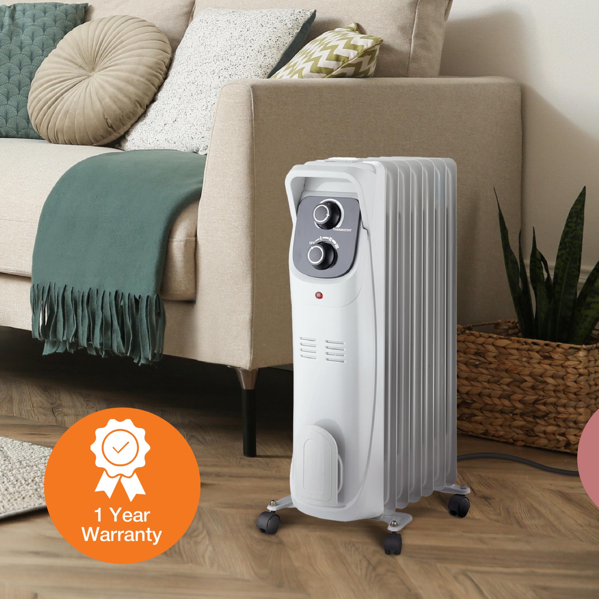 Lifesmart 1500W Radiator Space Heater with 3 Heat Settings & Overheat Safety Shut-Off - White, , hires