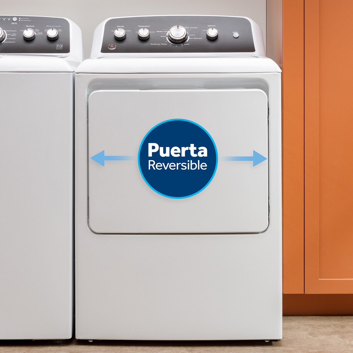 GE 27 pulgadas 7.2 pies cubicos Secadora de Gas con Panel en Espanol y Ventilacion de Hasta 36.5 m - Blanca, , hires