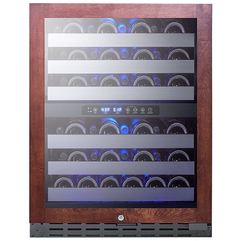Summit 24 in. Undercounter Wine Cooler with Wire Racks, Dual Temperature Zones & 46 Bottle Capacity - Custom Panel Ready, , hires