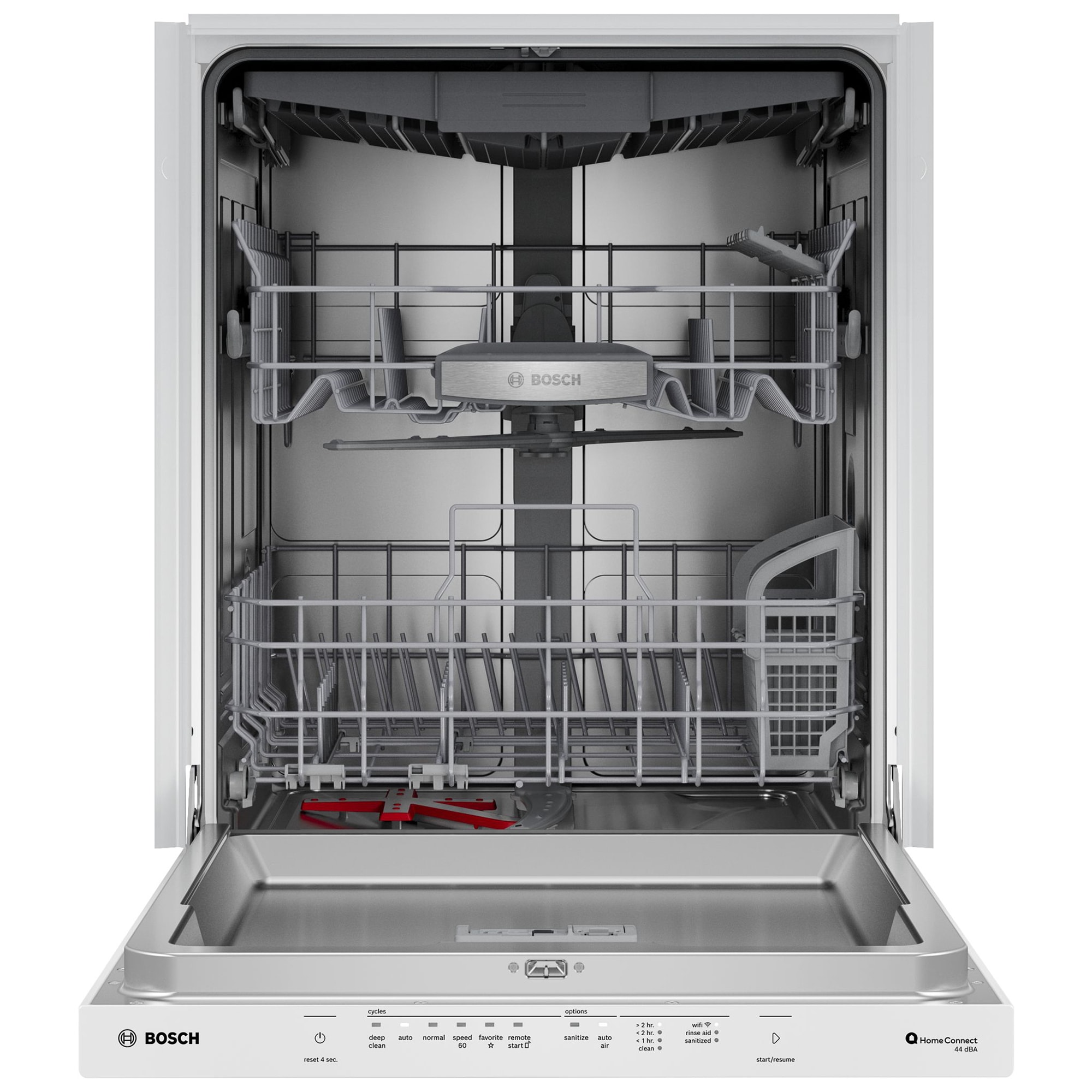 Bosch 500 Series 24 in. Top Control Smart Dishwasher with 44 dBA Sound Level, 3rd Rack, AutoAir & Pocket Handle - White, , hires