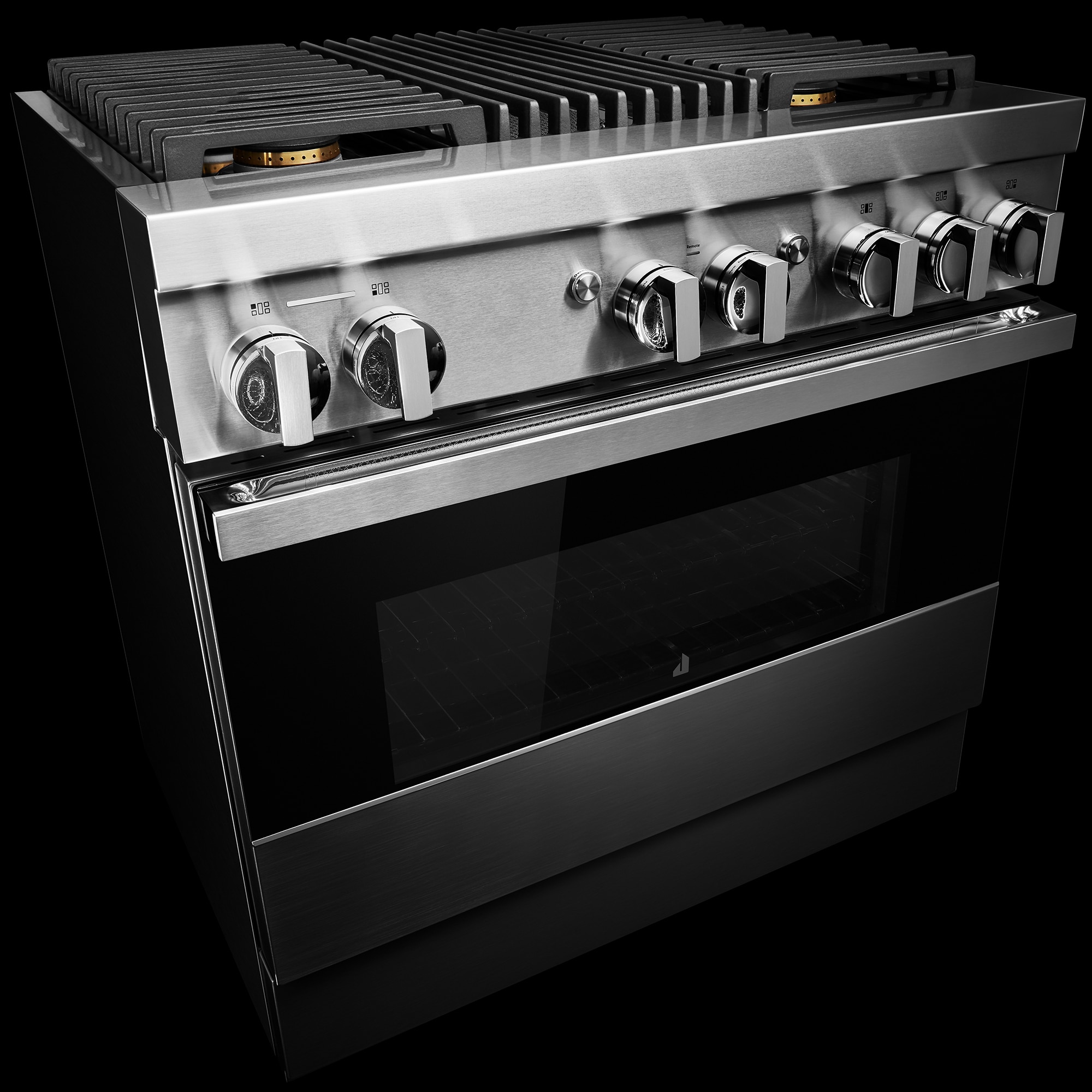 JennAir Noir Series 36 in. 5.1 cu. ft. Smart True European Convection Dual Fuel Range with 4 Sealed Burners & Grill - Stainless Steel, , hires