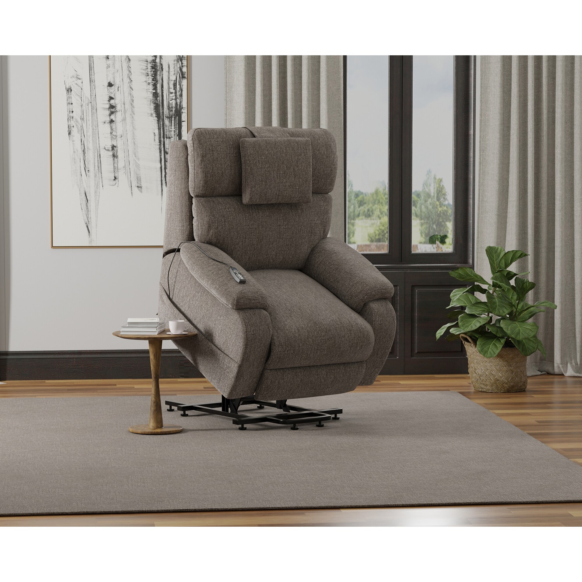 Catnapper Snoozer Power Lift Power Headrest Lay Flat Recliner w/CR3 Heat/Massage/Zero Gravity - Fossil, , hires