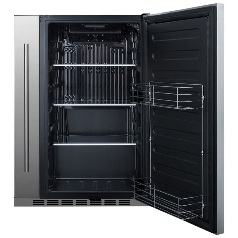 Summit 24 in. 3.1 cu. ft. Undercounter Refrigerator with Slide-Out Storage Compartment - Stainless Steel, , hires