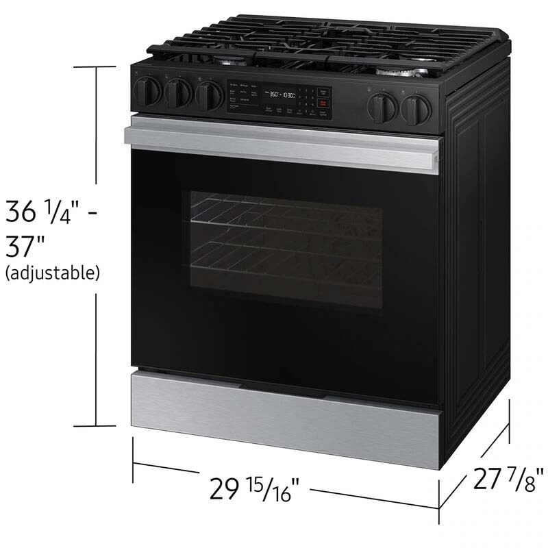 Samsung Bespoke 30 in. 6 cu. ft. Smart Slide-In Gas Range with 5 Sealed Burners - Stainless Steel, Stainless Steel, hires