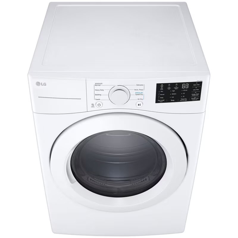 LG 27 in. 7.4 cu. ft. Stackable Electric Dryer with FlowSense Duct Clogging Indicator & Sensor Dry - White, White, hires