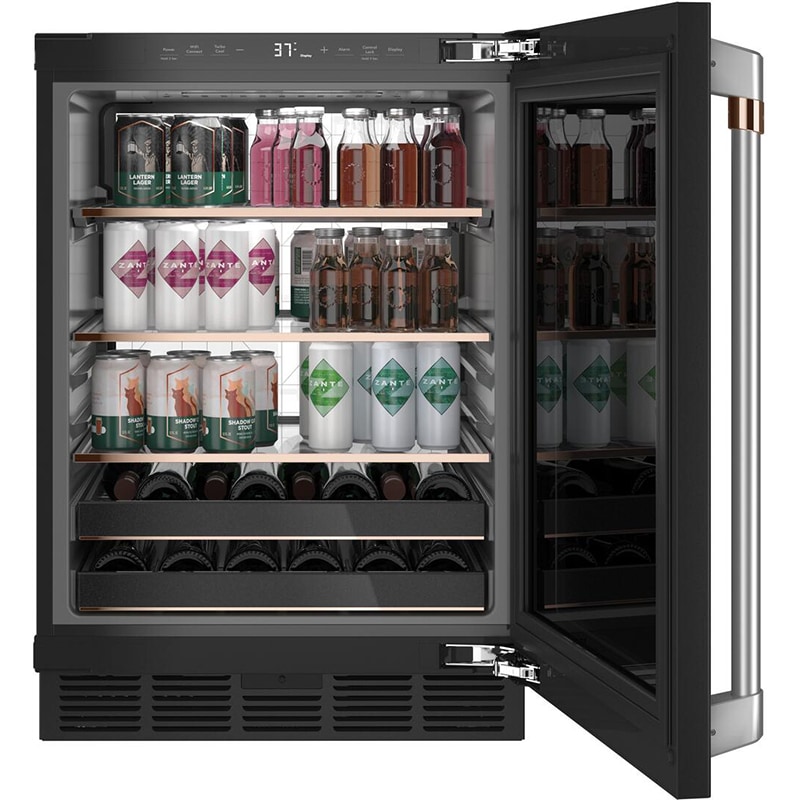 Cafe 24 in. 5.1 cu. ft. Built-In/Freestanding Beverage Center with Pull-Out Shelves & Digital Control - Matte Black, Matte Black, hires