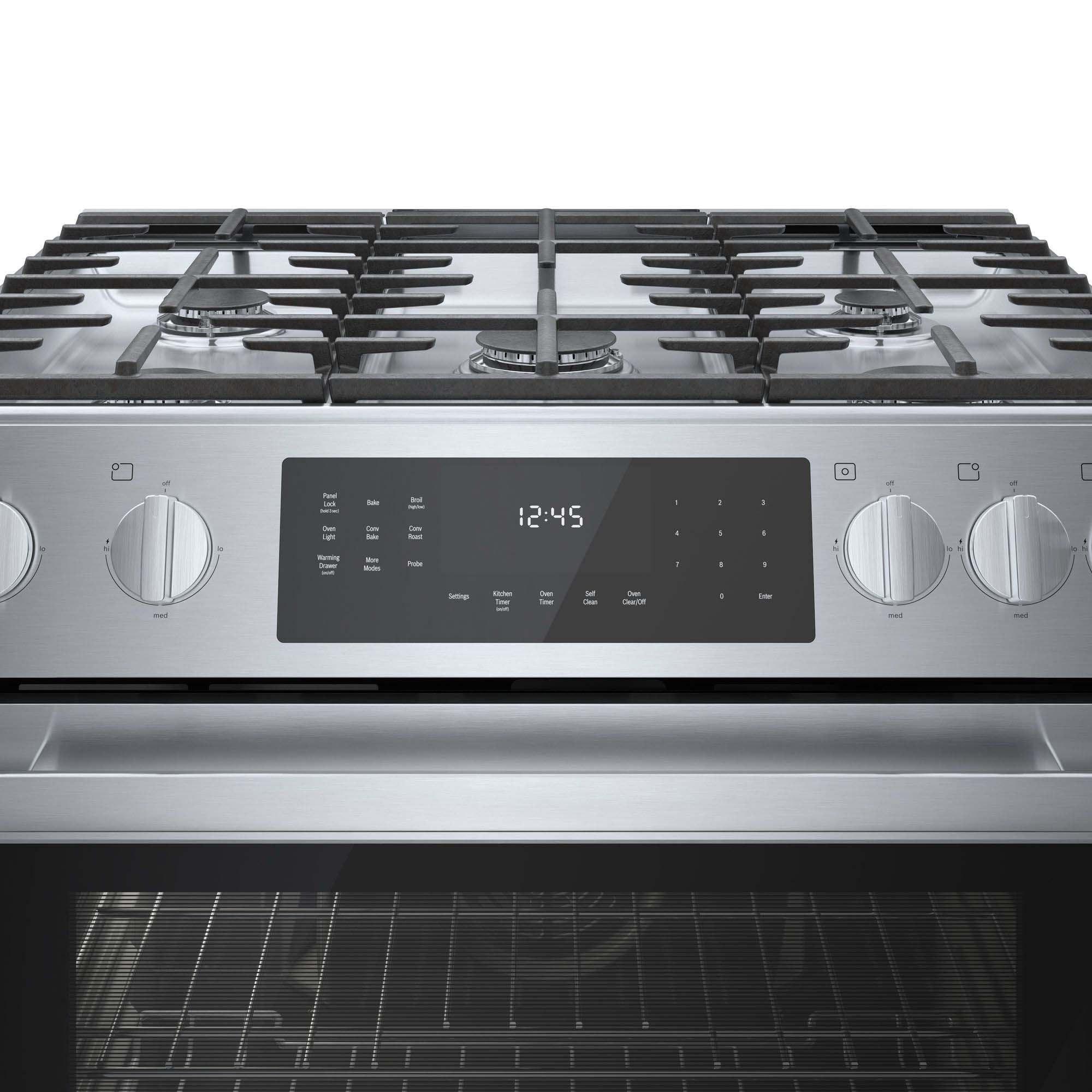 Bosch Benchmark 30 in. 4.8 cu. ft. Standard Convection Slide-In Gas Range with 5 Sealed Burners - Stainless Steel, , hires
