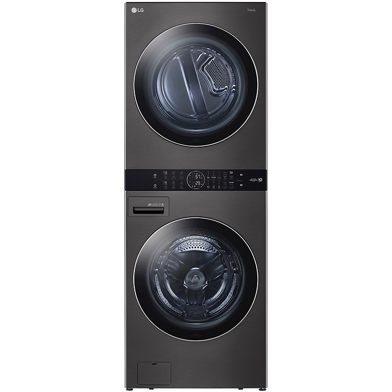 LG 27 in. WashTower with 4.5 cu. ft. Washer with 10 Wash Programs & 7.4 cu. ft. Electric Dryer with 9 Dryer Programs, Sensor Dry & Wrinkle Care - Black Steel, Black Steel, hires