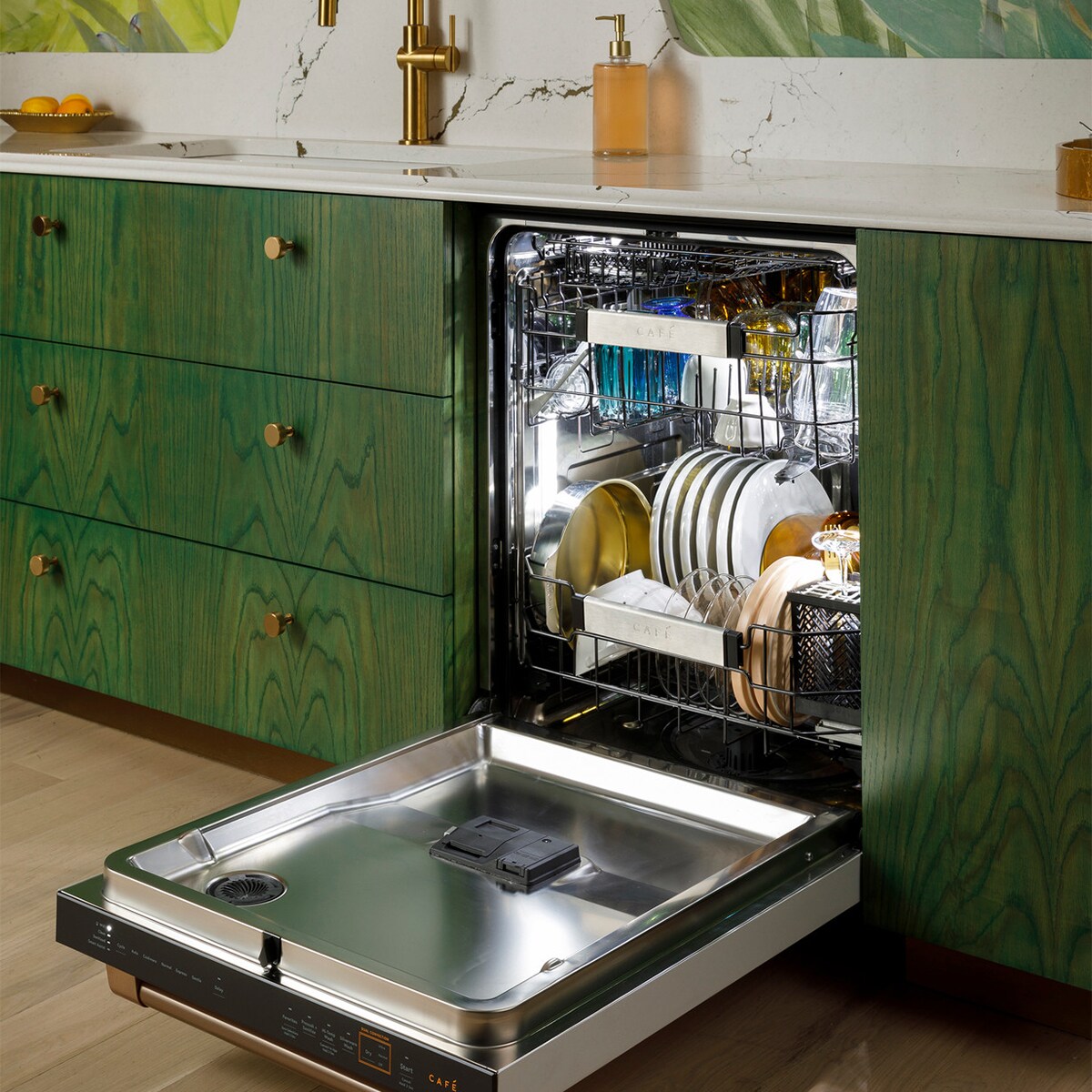 Cafe 24 in. Top Control Flush-Mount Smart Dishwasher with 39 dBa Sound Level, 3rd-Rack & Dual Convection Ultra Dry - Matte White, , hires