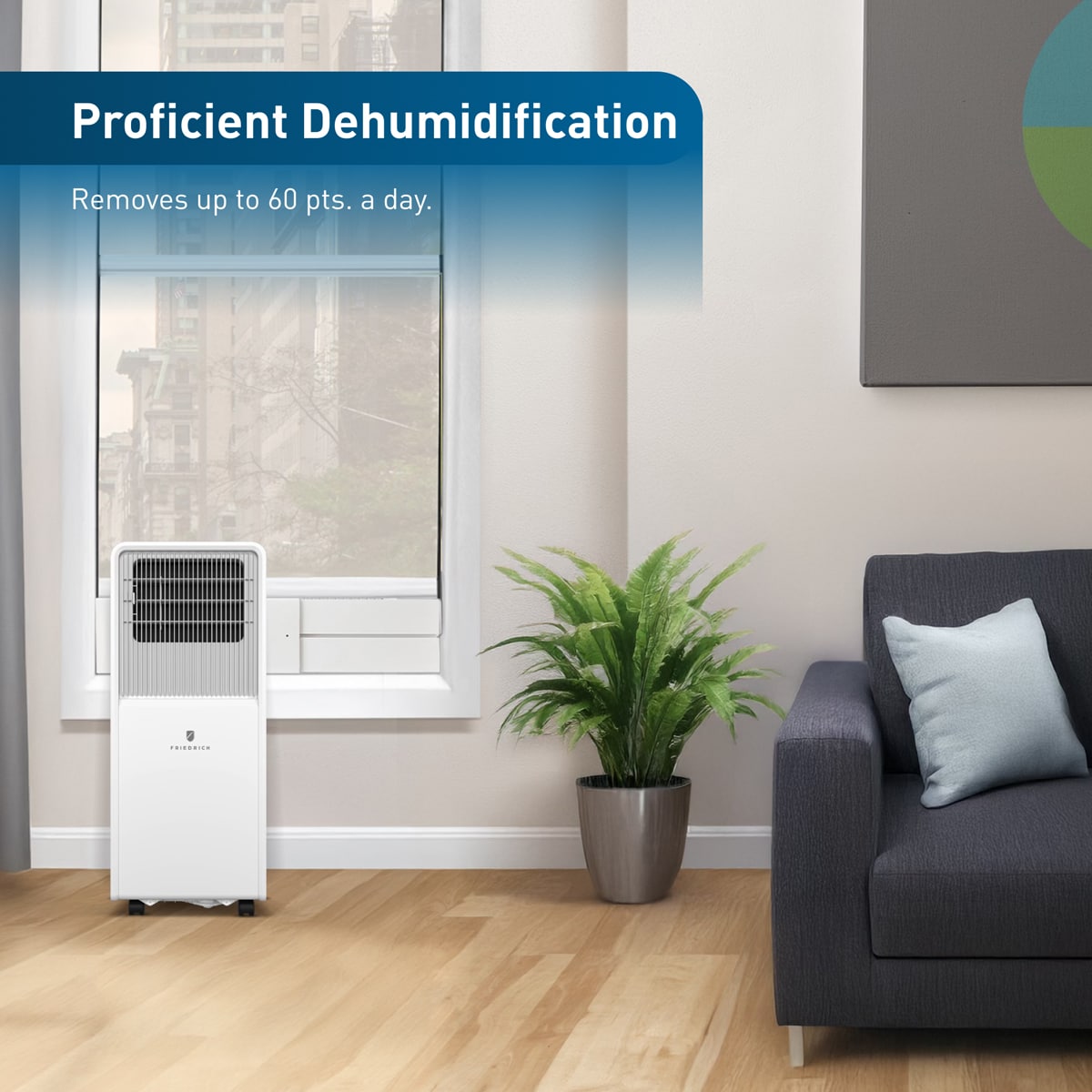 Friedrich ZoneAire Compact Series Single-Hose 8,000 BTU 115V Smart Portable Air Conditioner with 2 Fan Speeds, Remote Control - White, , hires