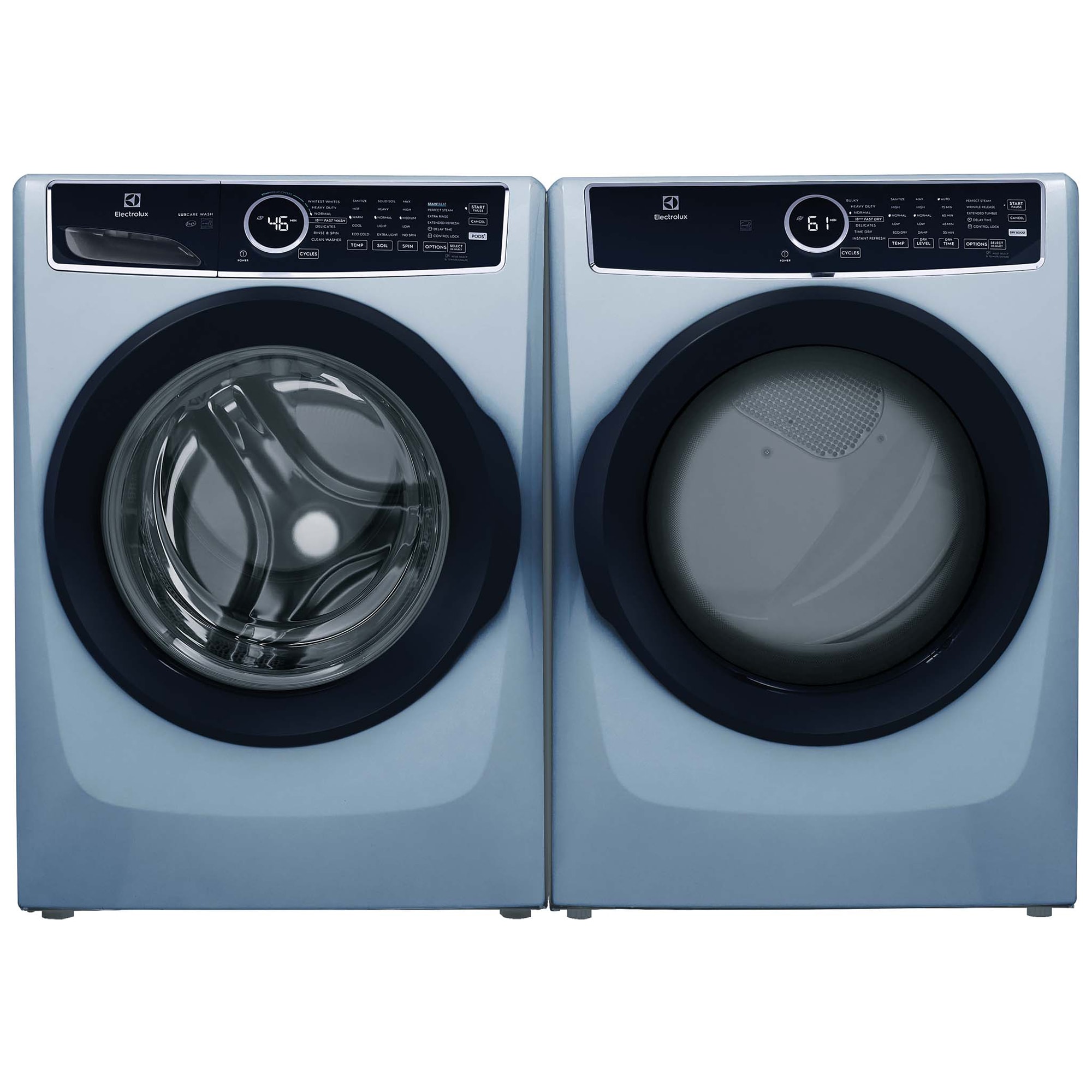 Electrolux 400 Series 27 in. 8.0 cu. ft. Stackable Electric Dryer with Luxury-Quiet Sound System, Sanitize Cycle, Steam Cycle & Sensor Dry - Glacier Blue, Glacier Blue, hires