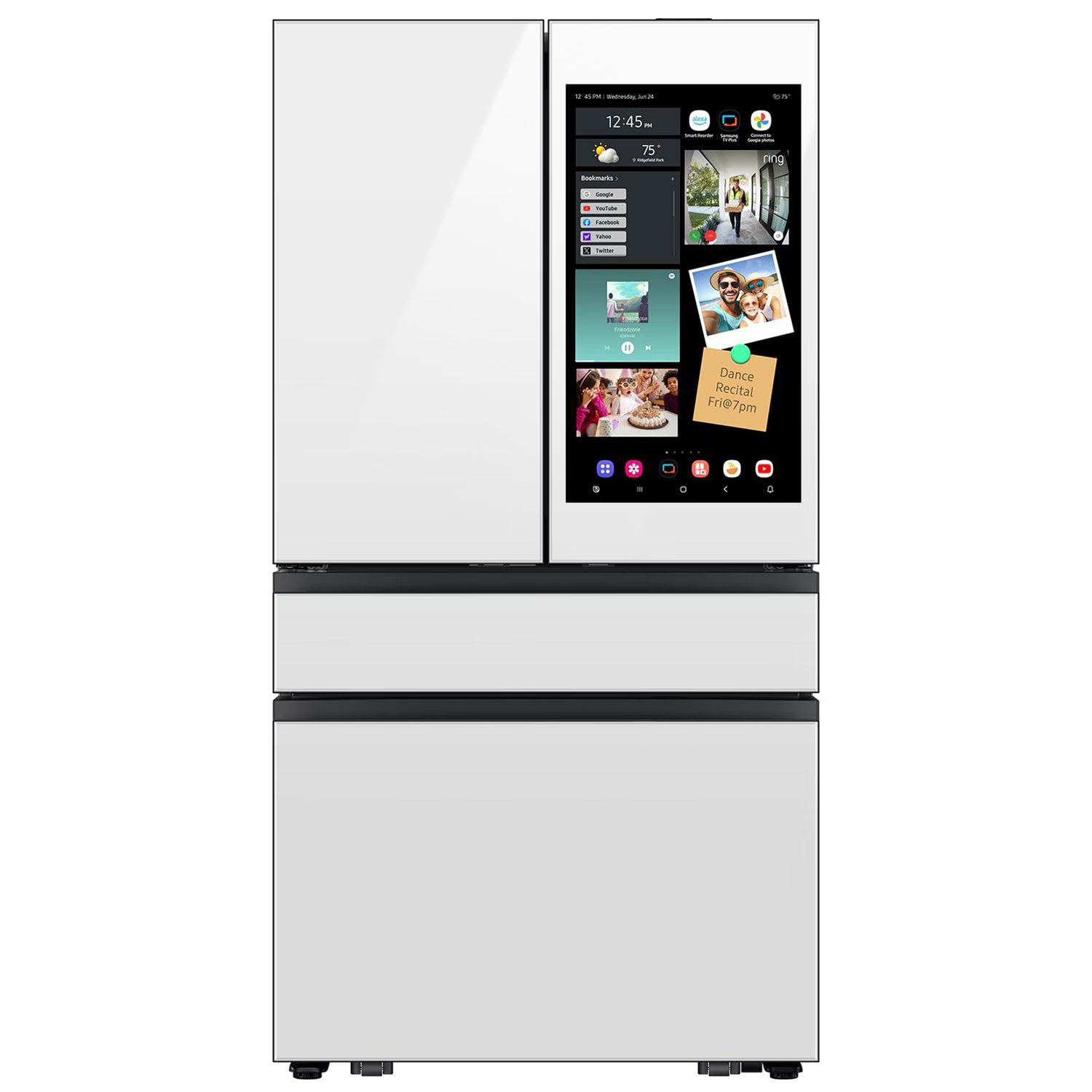 Samsung Bespoke 36 in. 28.6 cu. ft. Smart 4-Door French Door Refrigerator with AI Family Hub+, Beverage Center & Internal Water Autofill Pitcher - White Glass, , hires