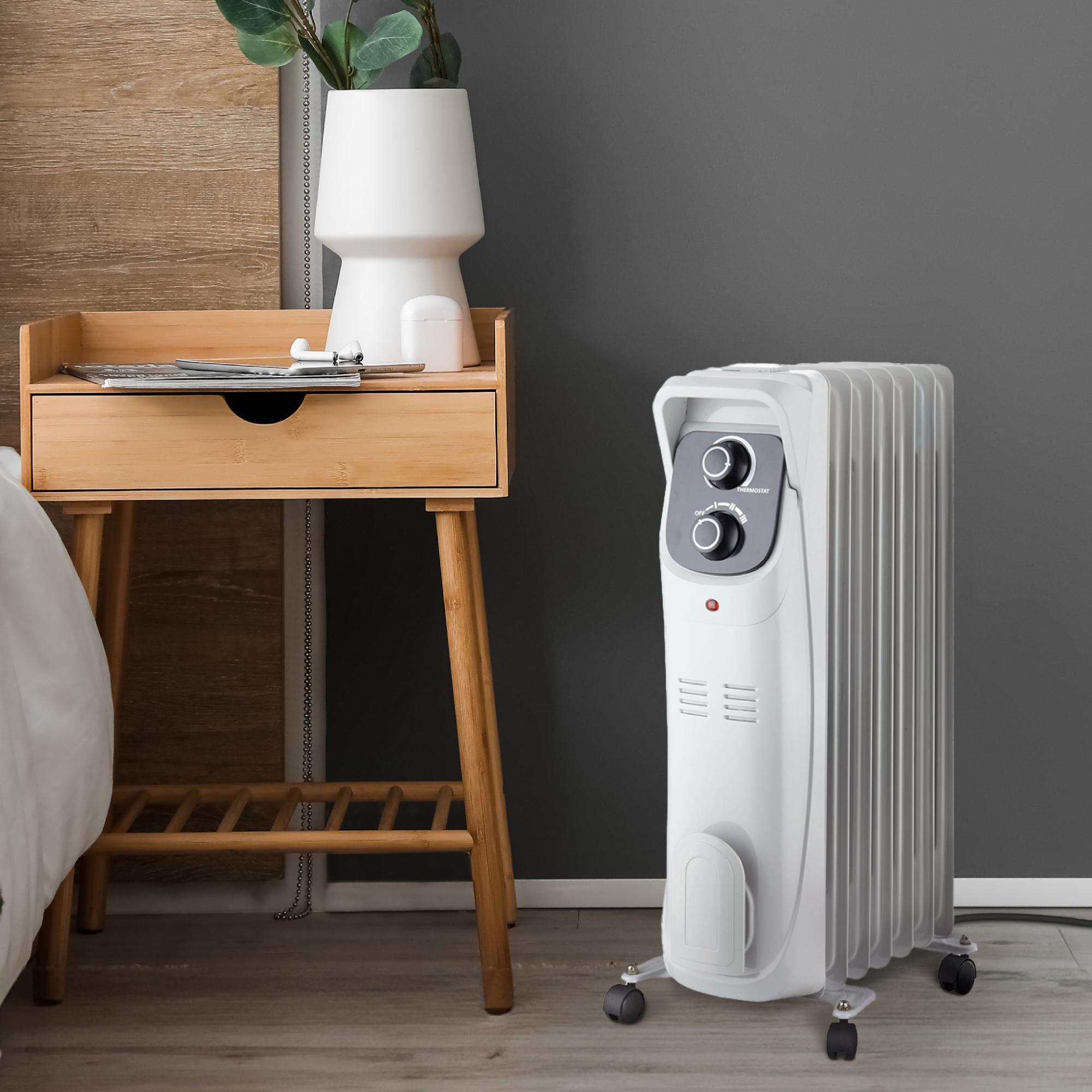 Lifesmart 1500W Radiator Space Heater with 3 Heat Settings & Overheat Safety Shut-Off - White, , hires