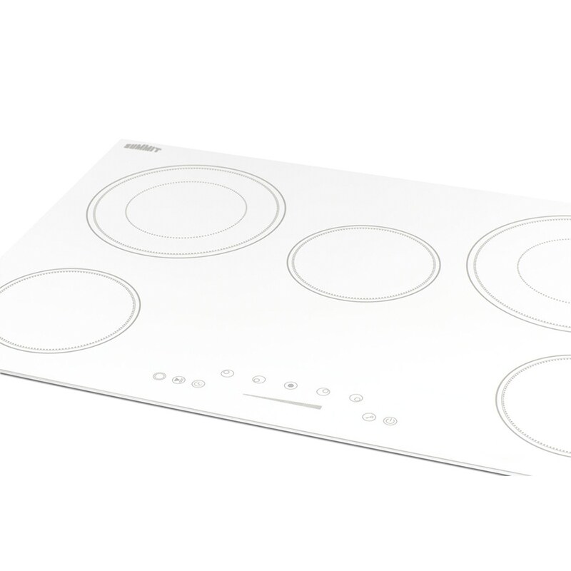 Summit 30 in. 5-Burner Electric Cooktop with Power Burner - White, , hires