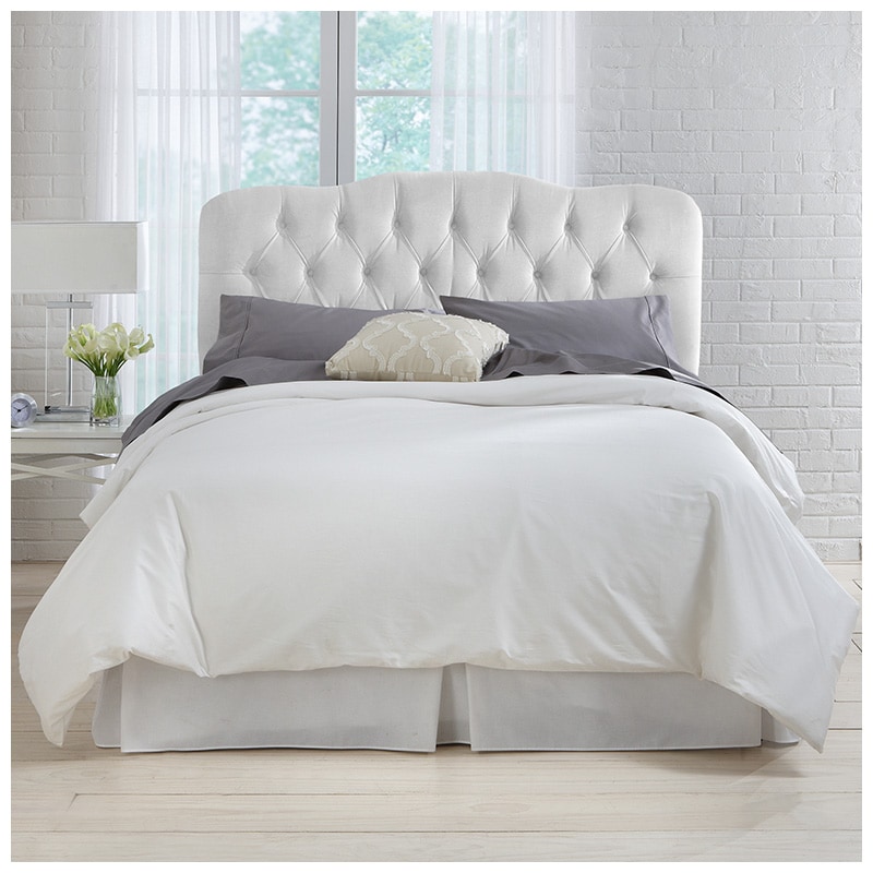 Skyline Furniture Tufted Velvet Fabric California King Size Upholstered Headboard - White, White, hires