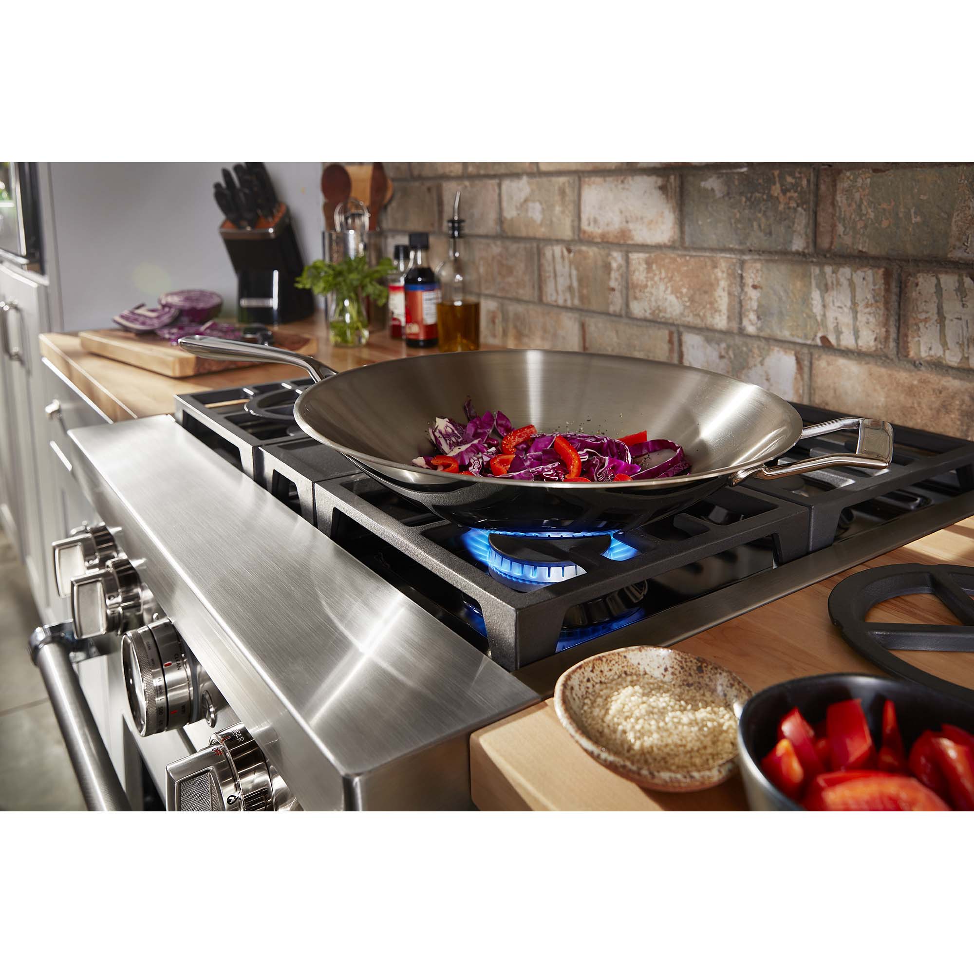 KitchenAid 30 in. 4.1 cu. ft. Smart True European Convection Dual Fuel Range with 4 Sealed Burners - Milkshake, , hires